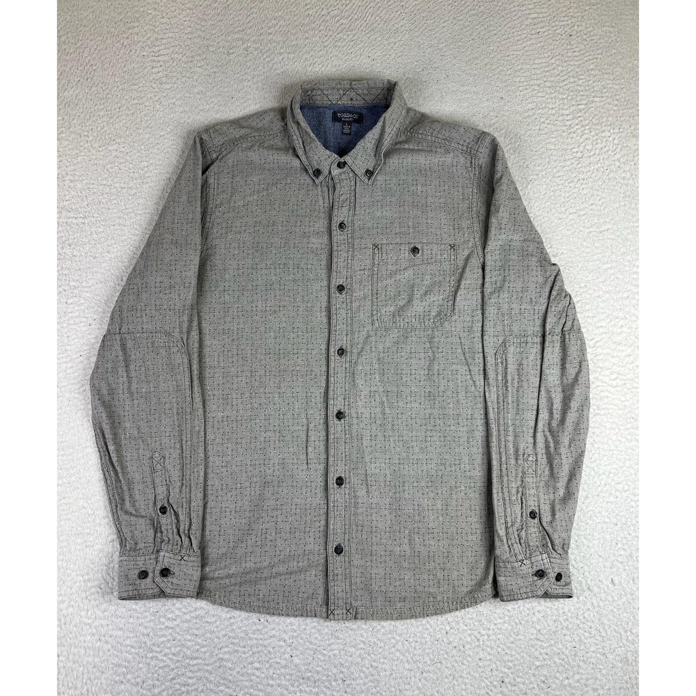 Toad&Co Dewar Slim Long Sleeve Shirt Mens Large Gray Geometric Cotton T2251701